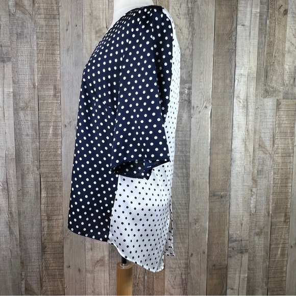 Coco Bianco XL Navy Blue Top with White Polka Dots & High Low Ducktail B… - Picture 4 of 12